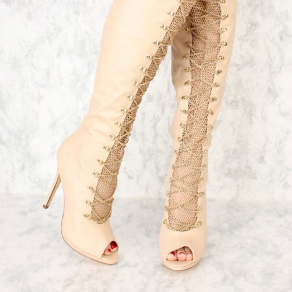 Knee high chain boots 8